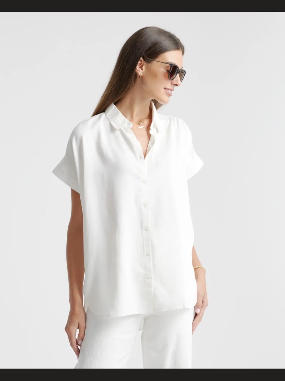 Quince Vintage Wash Tencel Minimalist Camp Shirt in White - Size XL